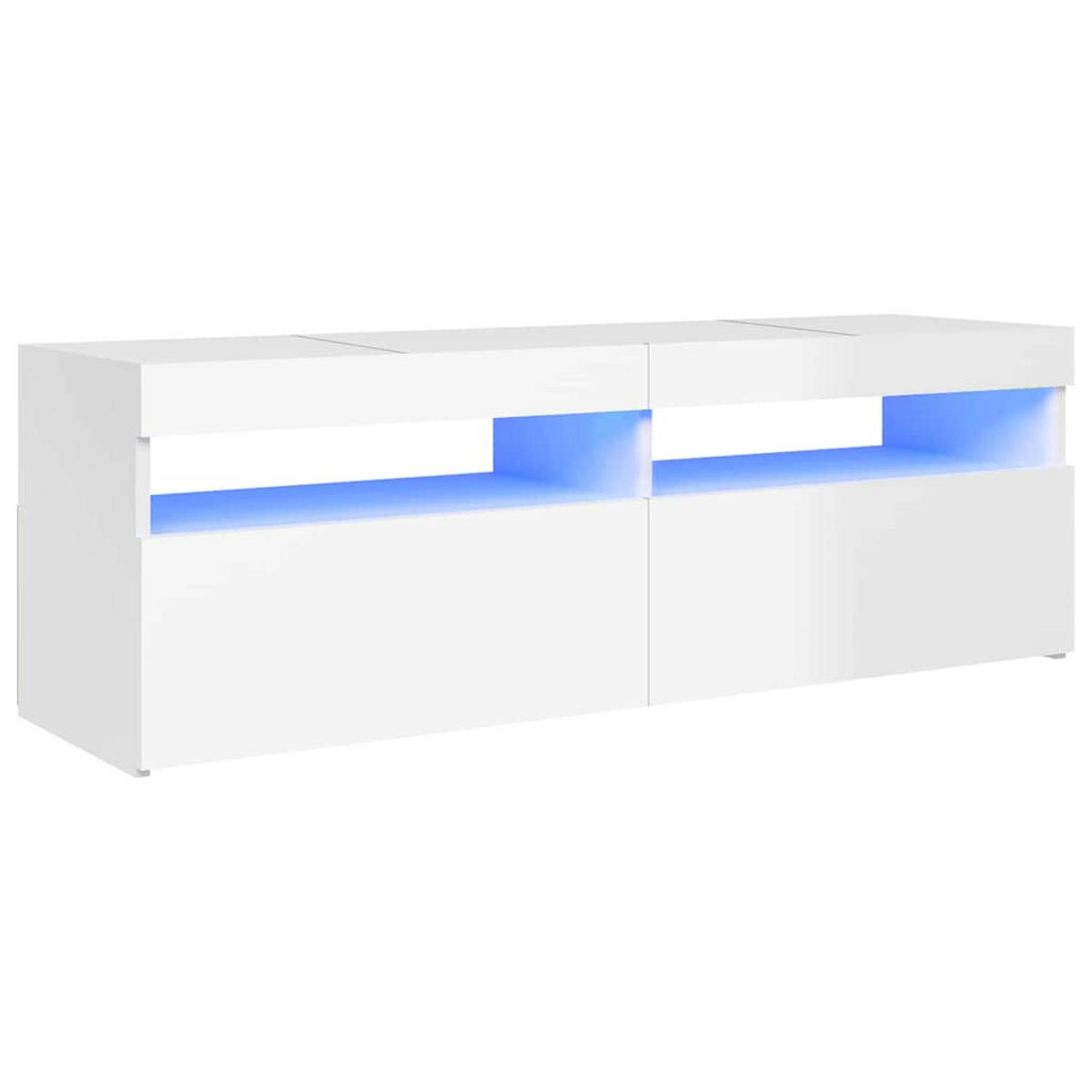 TV-SCHRANK Mit Led-Leuchten Hochglanz-Weiss 120/35/40 Cm - Weiß, Holzwerkstoff (35/40/60cm) - vidaXL