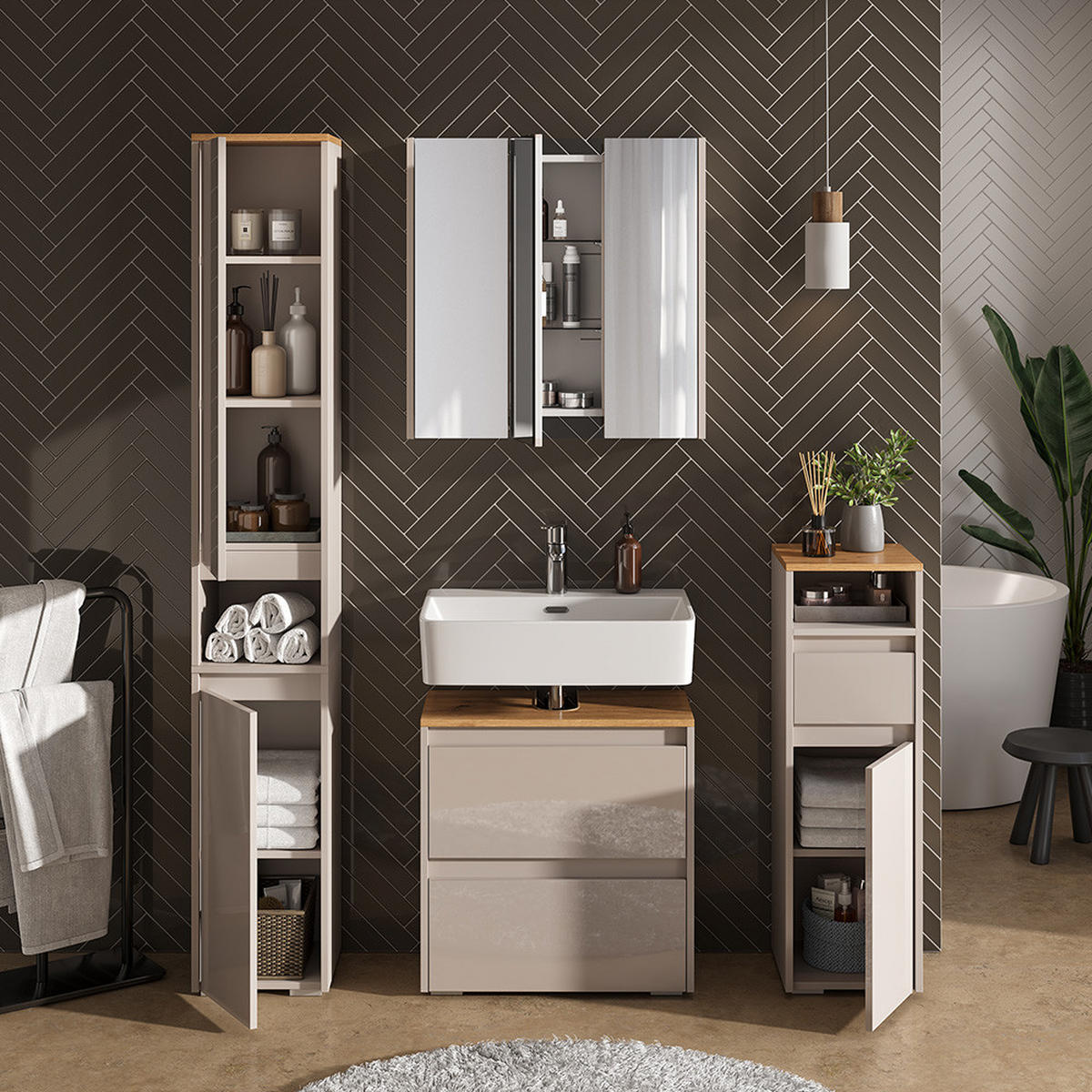 MIDISCHRANK Majest Cashmere 30.2 x 96.3 cm mit Schublade und Tür - Kaschmir, Holzwerkstoff (30.2/96.3/30cm) - Vicco