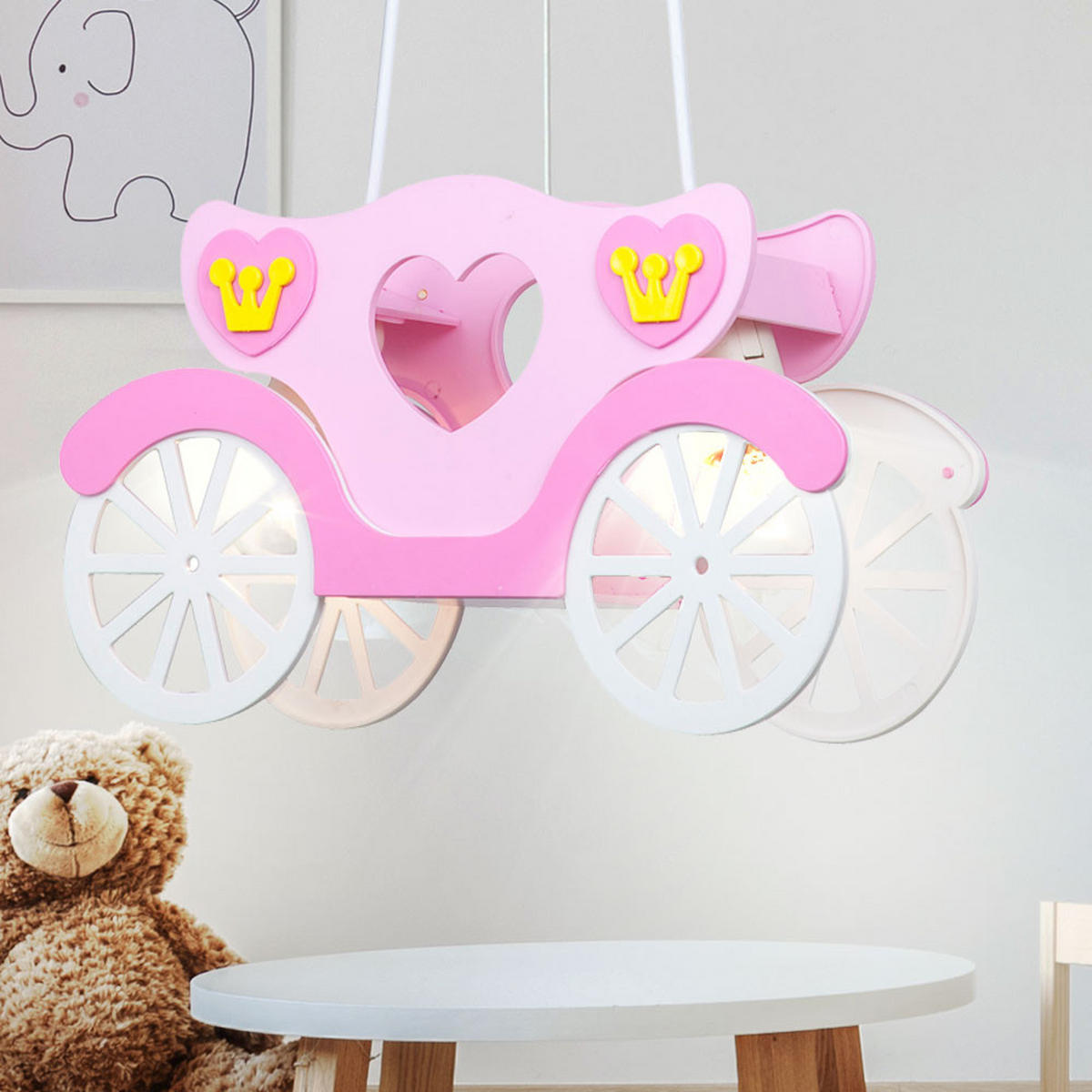 KINDERHÄNGELEUCHTE KITA Kunststoff Rosa - Rosa, Kunststoff (75/10.5/33cm) - Globo Lighting
