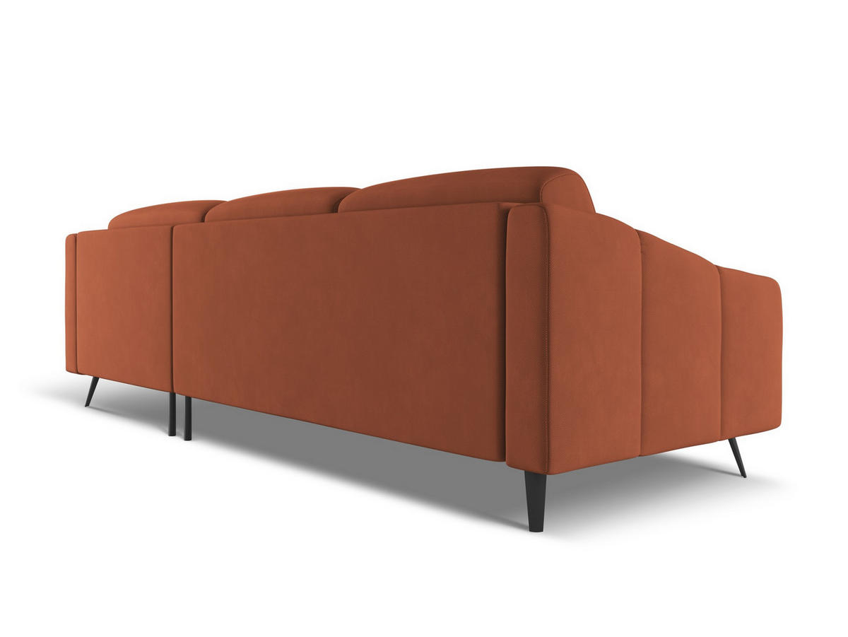 ECKOSFA Rechts Chenille Stoff Orange - Terra cotta/Schwarz, Kunststoff/Textil (264/160cm) - Makamii