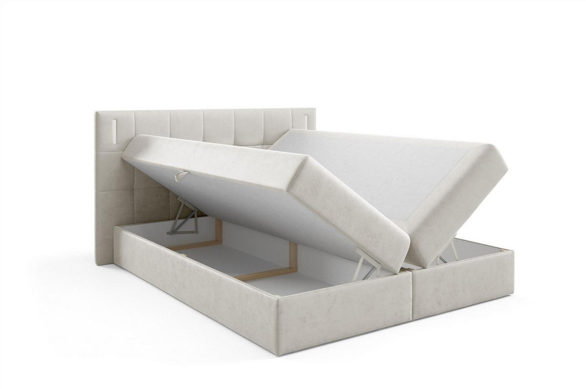 BOXBETT Martim Premium - Weiß, Holzwerkstoff/Textil (120/200cm) - Fun Möbel