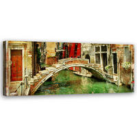 WANDBILD brücke in venedig - Beige, Textil (90/30cm) - Feeby