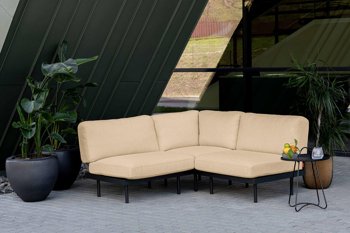 OUTDOOR-ECKSOFA - Beige, Textil/Metall (172/80/172cm) - home24