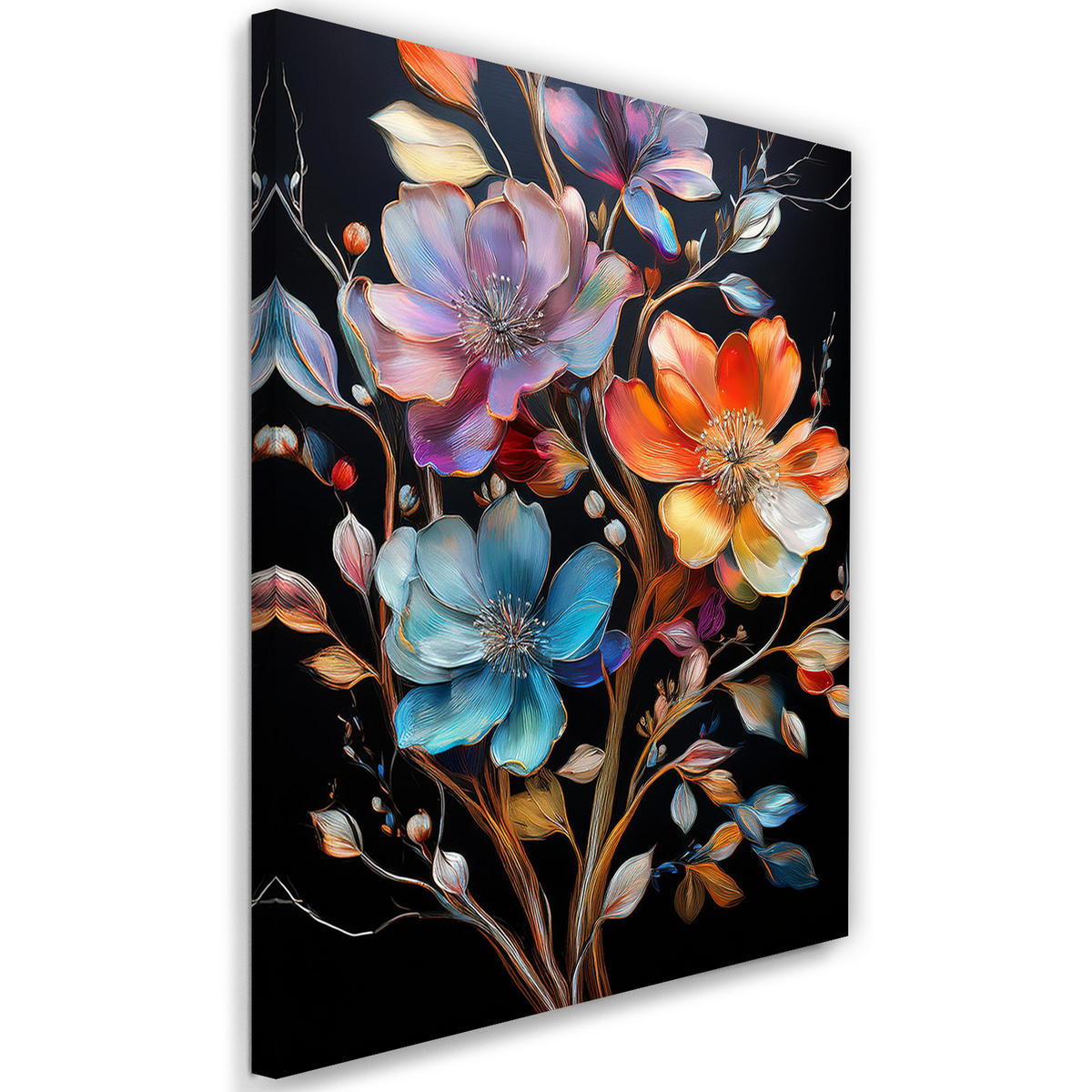 WANDBILD bunte blumen abstraktion - Multicolor, Textil (40/60cm) - Feeby