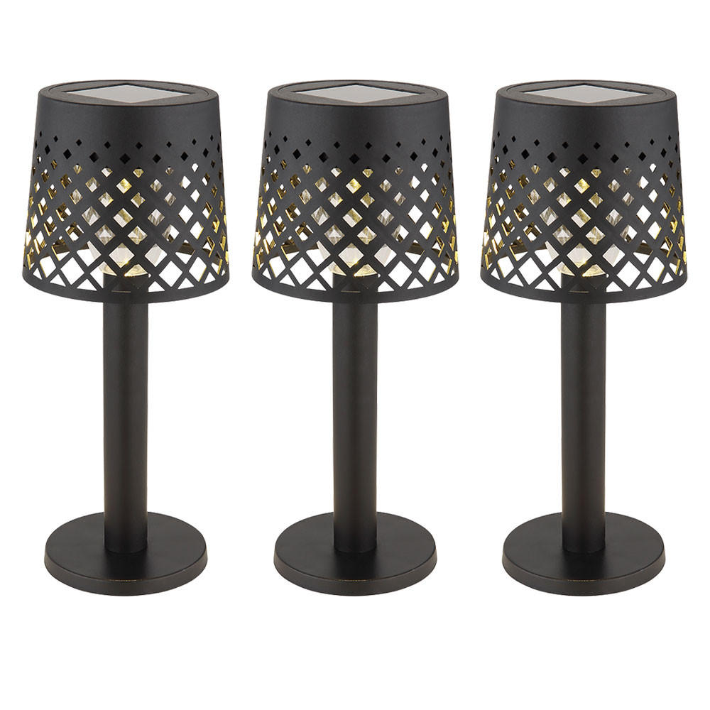 3X LED AUSSENLEUCHTE Schwarz Matt Dekorstanzungen - Schwarz, Kunststoff (9/9/21cm) - Globo Lighting