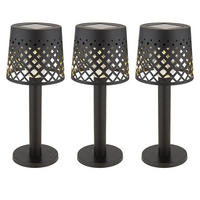 3X LED AUSSENLEUCHTE Schwarz Matt Dekorstanzungen - Schwarz, Kunststoff (9/9/21cm) - Globo Lighting
