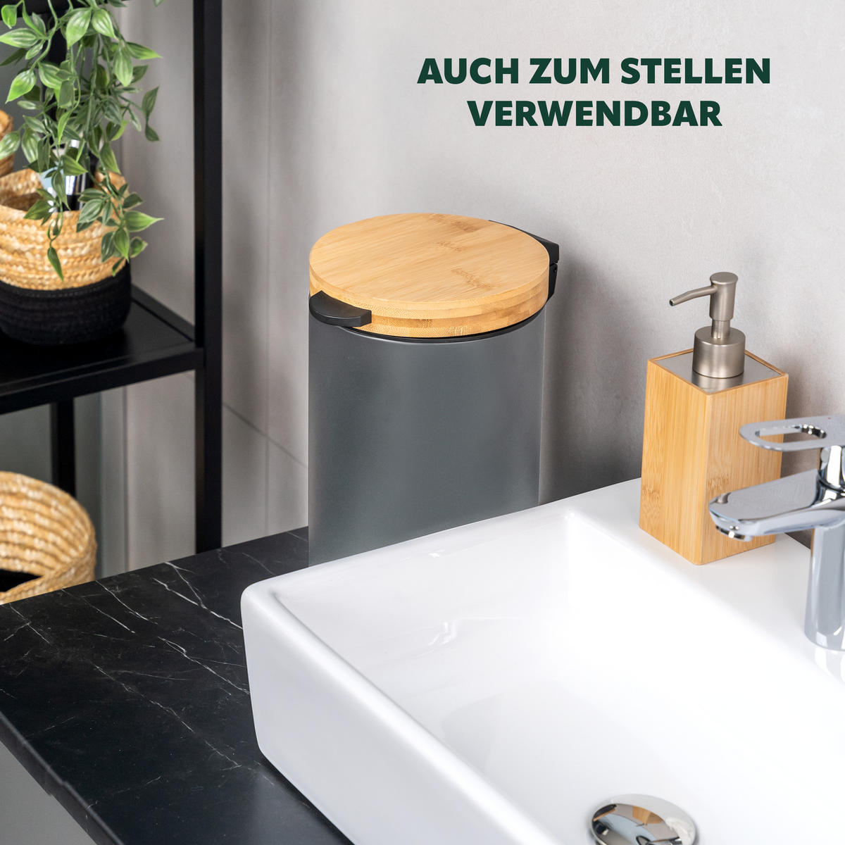WAND-KOSMETIKEIMER 3 L, rund, grau - Grau, Metall (17/25/23cm) - bremermann
