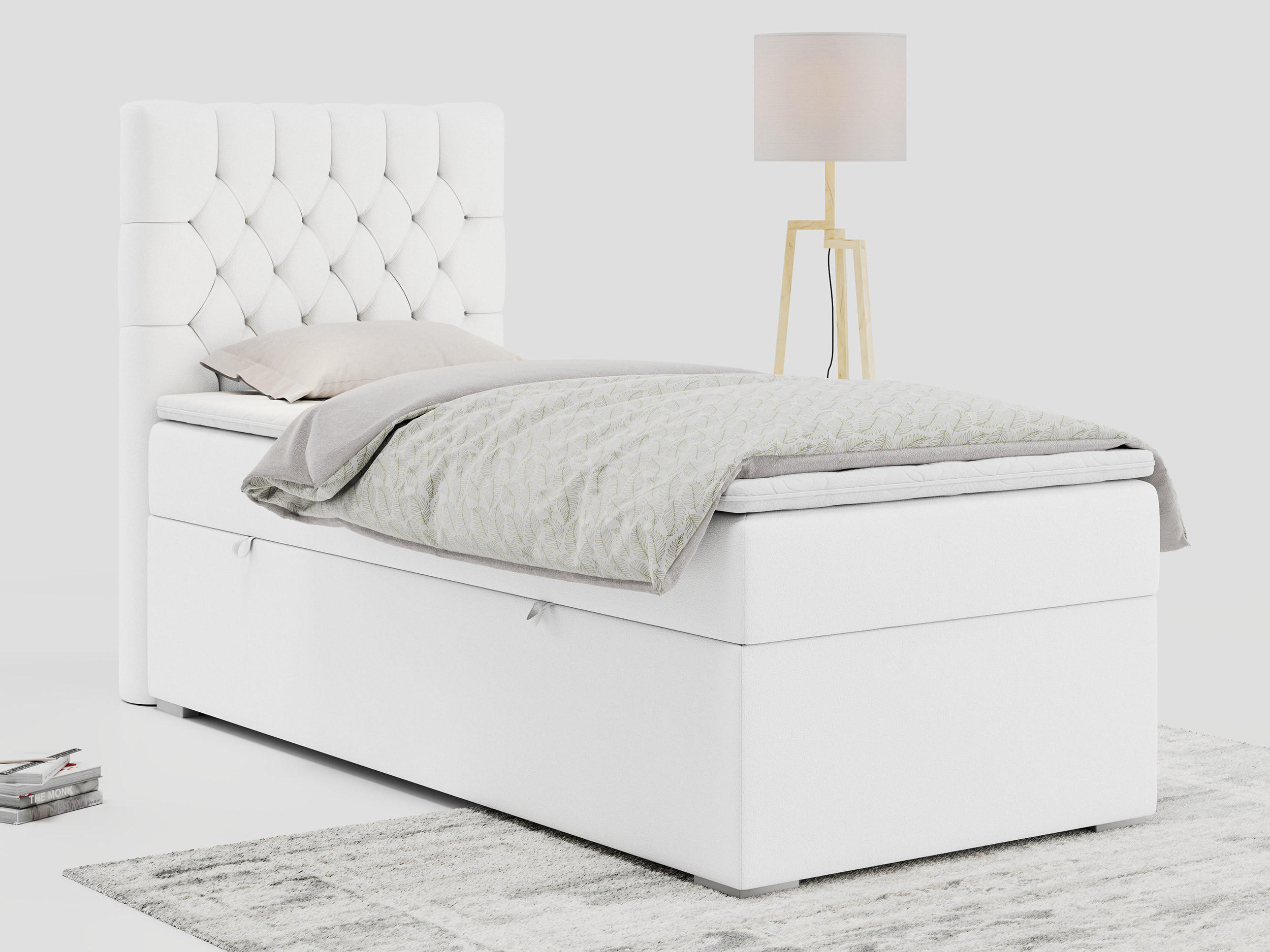 BOXBETT PERA 90/200 Weiß Kunstleder - H4 - Links Seite - Weiß, Holz/Textil (90/200cm) - MKS