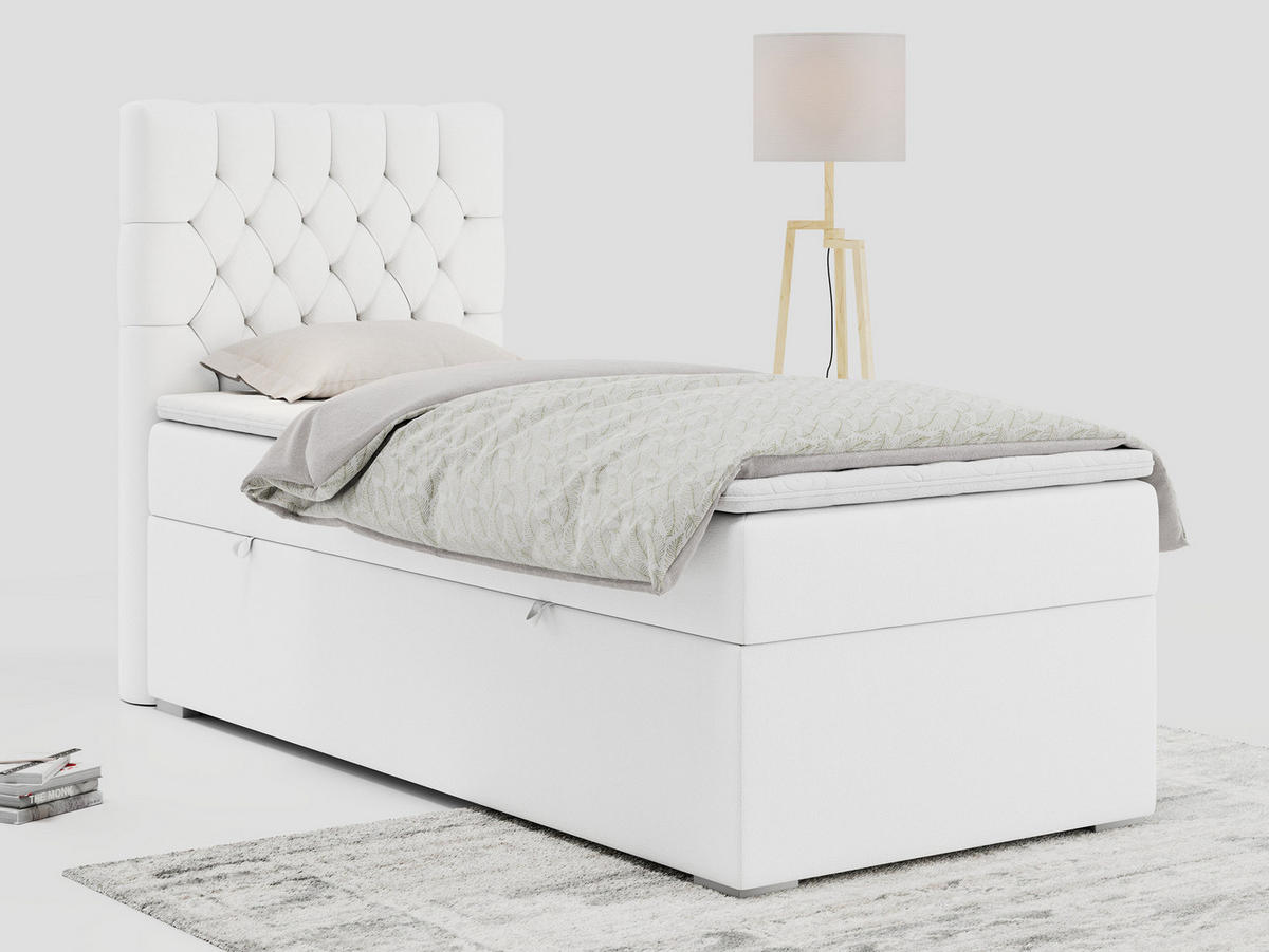 BOXBETT PERA 90/200 Weiß Kunstleder - H3 - Links Seite - Weiß, Holz/Textil (90/200cm) - MKS