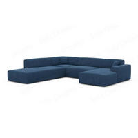 WOHNLANDSCHAFT Genova Blau Strukturstoff - Blau, Kunststoff (326/70/263cm)