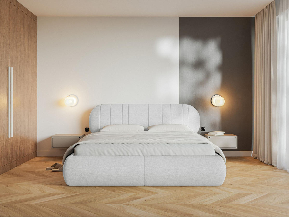POLSTERBETT Asmelio Hellgrau 180x200 cm - Hellgrau, Holz/Textil (180/200cm) - Selsey