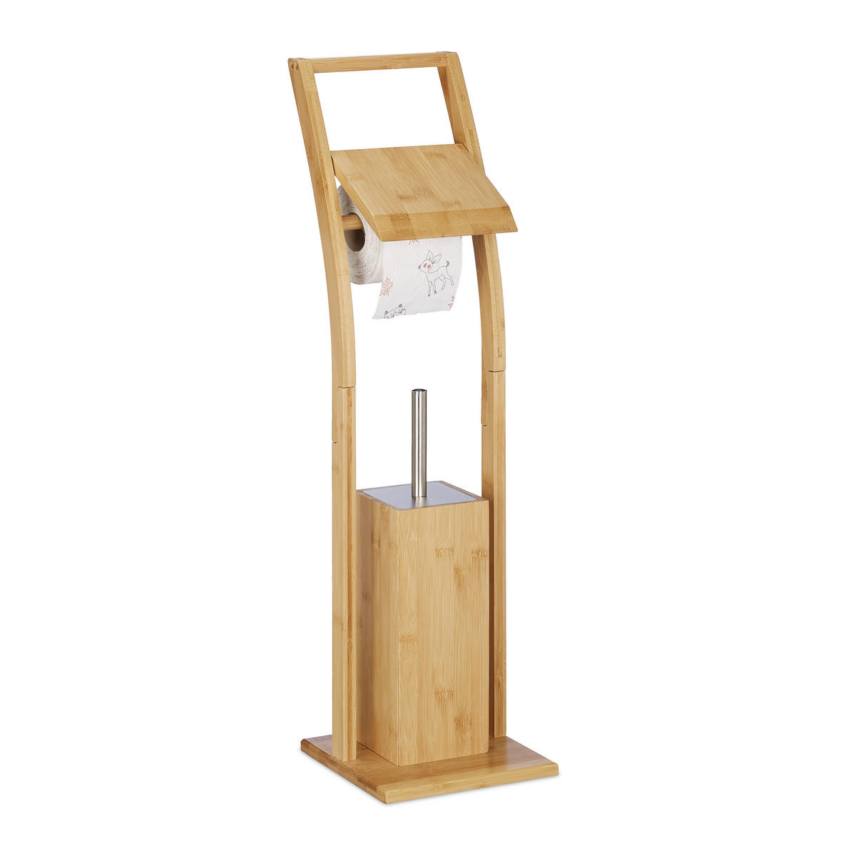 WC-GARNITUR - Hellbraun, Holz/Kunststoff (20/74/20cm) - Relaxdays