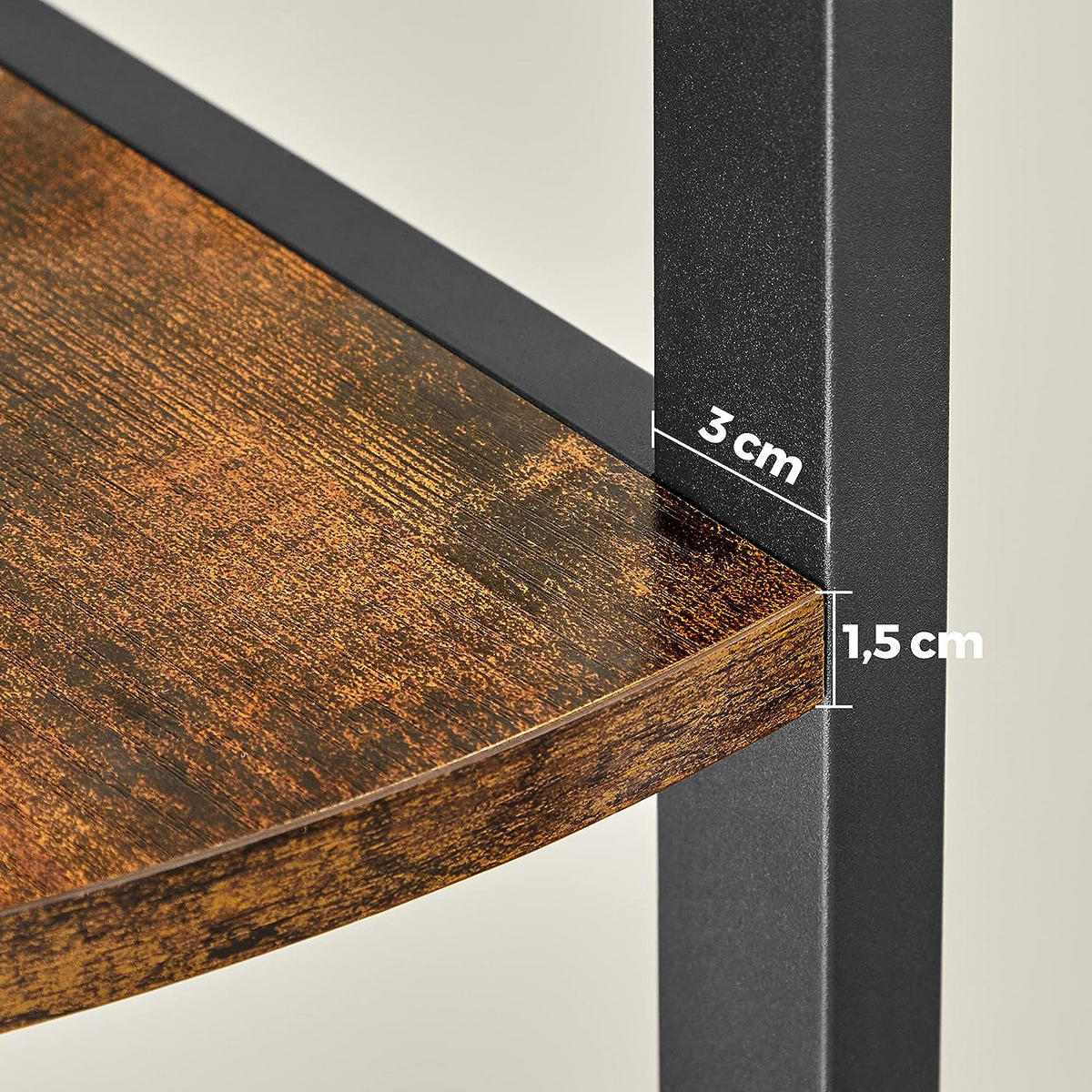 REGAL Rustikaler Braun 30x30 cm LLS803B01 Stahlkonstruktion - Schwarz, Metall (30/150/30cm)