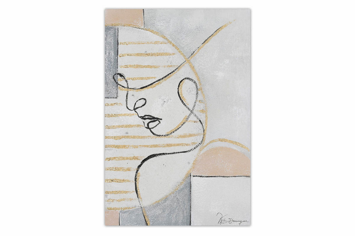 ACRYLBILD HANDGEMALT 50/75 cm - Beige/Schwarz, Holz/Textil (1/75cm) - KUNSTLOFT