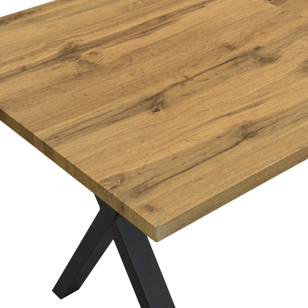 STÔL z MDF a kovu, dubový dekor, univerzálny,80/140/76 cm - farba duba, kompozitné drevo (140/80/76cm) - BEAOK