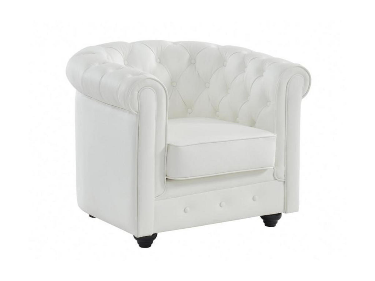 LEDERSESSEL - Büffelleder - Weiß - CHESTERFIELD - Weiß, Leder (78/72/82cm) - Vente-Unique