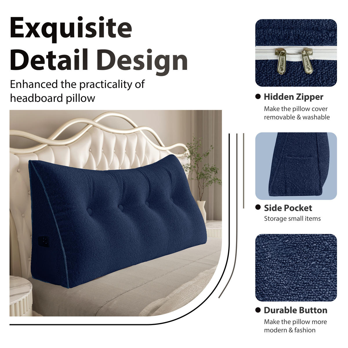 RÜCKENKISSEN Plüsch Dunkelblau 200 cm - Dunkelblau, Textil (50/200cm) - Vercart