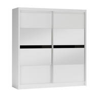 SCHWEBETÜRENSCHRANK RAKAN 203/215/61 cm 2-türig mit Spiegel Weiß - Schwarz/Weiß, Holzwerkstoff (203/215/61cm) - MASSENO