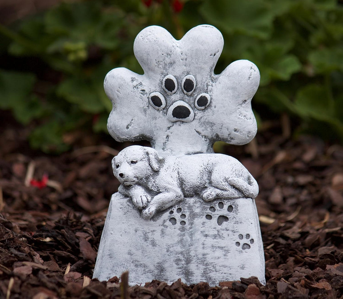 STEINFIGUR Hund Gedenkstein Tatze frostfest Steinguss - Grau, Stein (10/15/5cm) - stoneandstyle