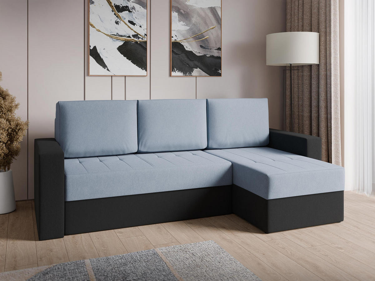 ECKSOFA Calabrini - Schwarz/Grau, Holz/Kunststoff (233/140cm) - MIRJAN24