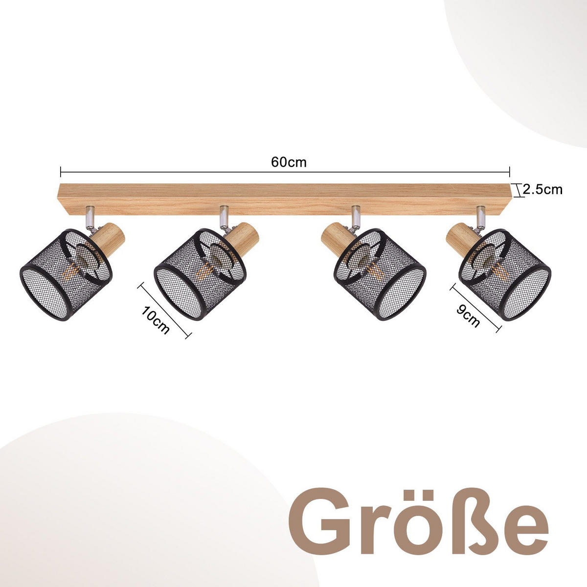 STRAHLER Gisela 4-flammig 60/10/14 cm - Schwarz, Metall (60/10/14cm) - Nettlife