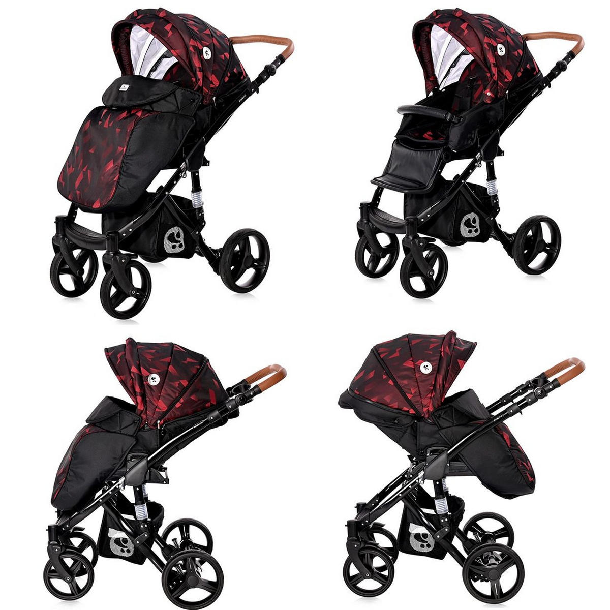 KOMBIKINDERWAGEN Rimini rot-schwarz 2 in 1 Tragewanne Sportsitz Wickeltasche faltbar - Rot/Schwarz, Metall (112/60/117cm) - Lorelli