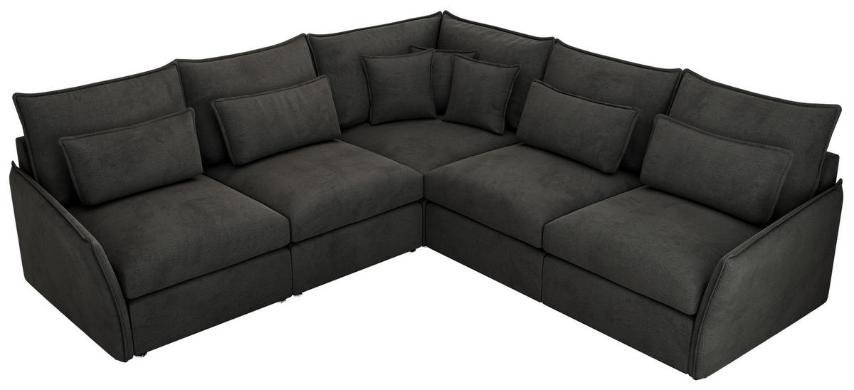 ECKSOFA VERSO L Dunkelgrau Velvet - Dunkelgrau/Schwarz, Kunststoff/Textil (270/270cm) - MKS