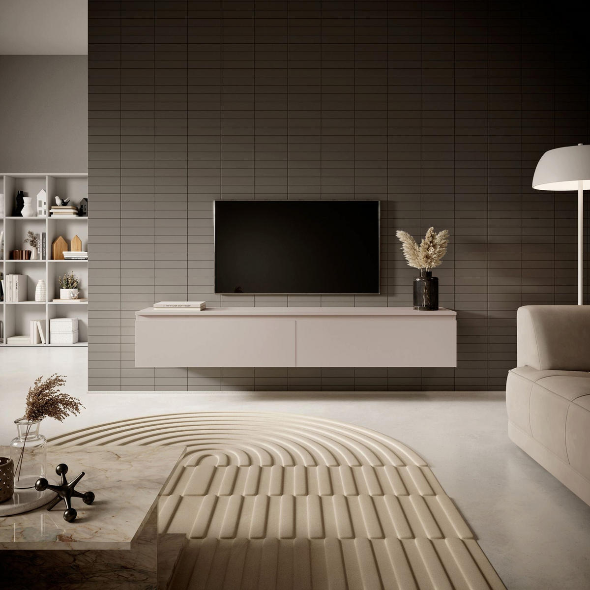 TV stolek Seney šedobéžový 175/30/32 cm - šedohnědá, kompozitní dřevo (175/30/31.6cm) - Selsey