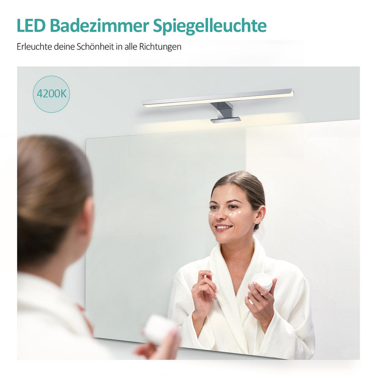 SPIEGELLEUCHTE LED Weiß 4200K 40,4/17,1/4 cm - Weiß, Kunststoff (17/40/4cm) - EMKE
