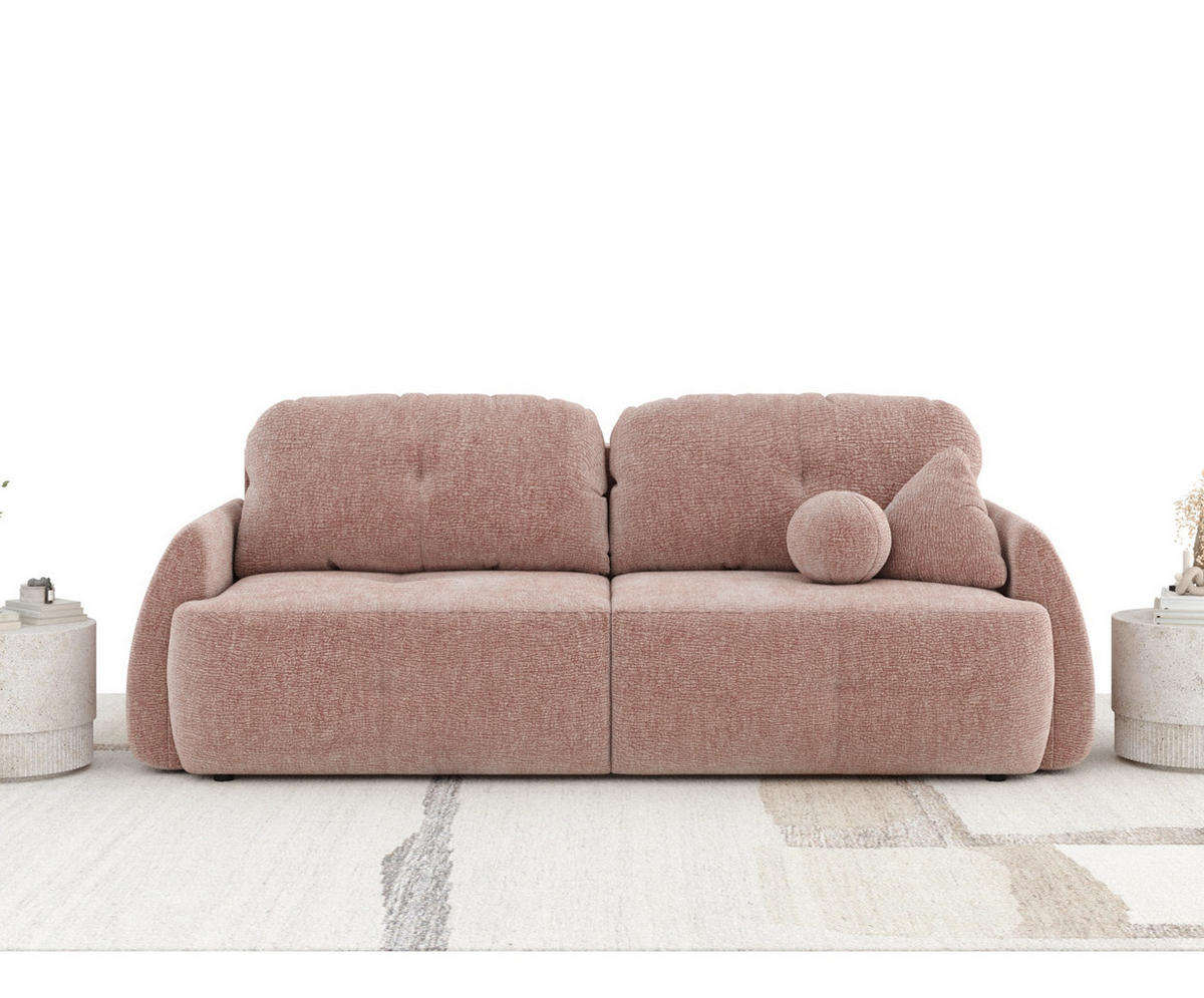 SCHLAFSOFA Loca Rosa Chenille - Schwarz/Rosa, Holz/Holzwerkstoff (248/92/103cm) - Maison de Reve