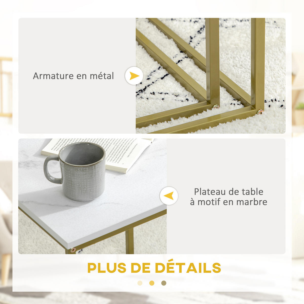 COUCHTISCH DE-15823 2er-Set Art déco Weiß - Weiß, Holzwerkstoff (45/45/50cm) - ComfortXL