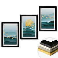 WANDBILDER 3er-Set - 20x30 cm Schwarzer Rahmen - Abstrakte Sonnenuntergangslandschaften - Schwarz, Kunststoff (20/30cm) - ArtPrintCave