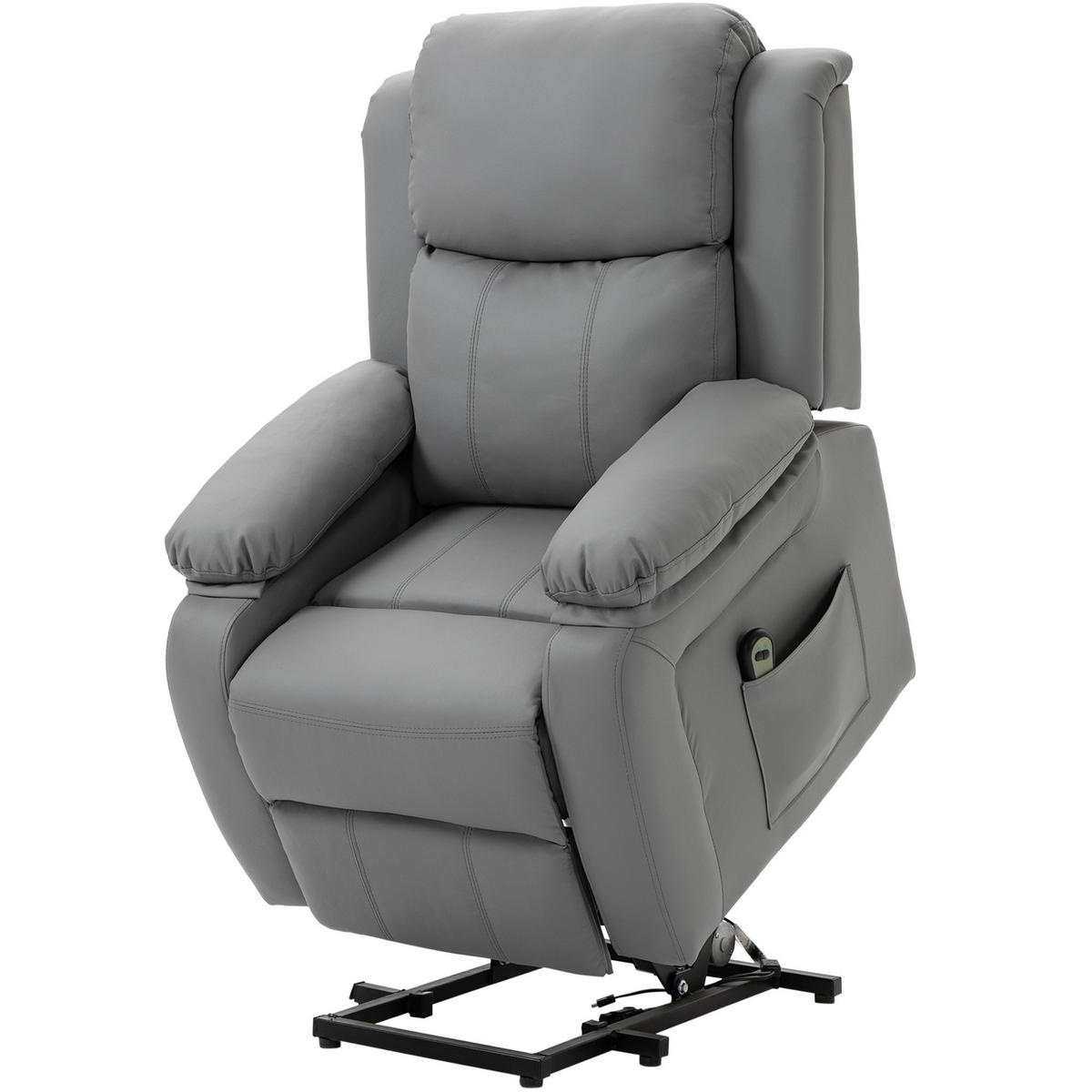 AUFSTEHSESSEL DE-06383 160° neigbar, Kunstleder, Fernbedienung Grau - Grau, Metall (76/105/90cm) - ComfortXL