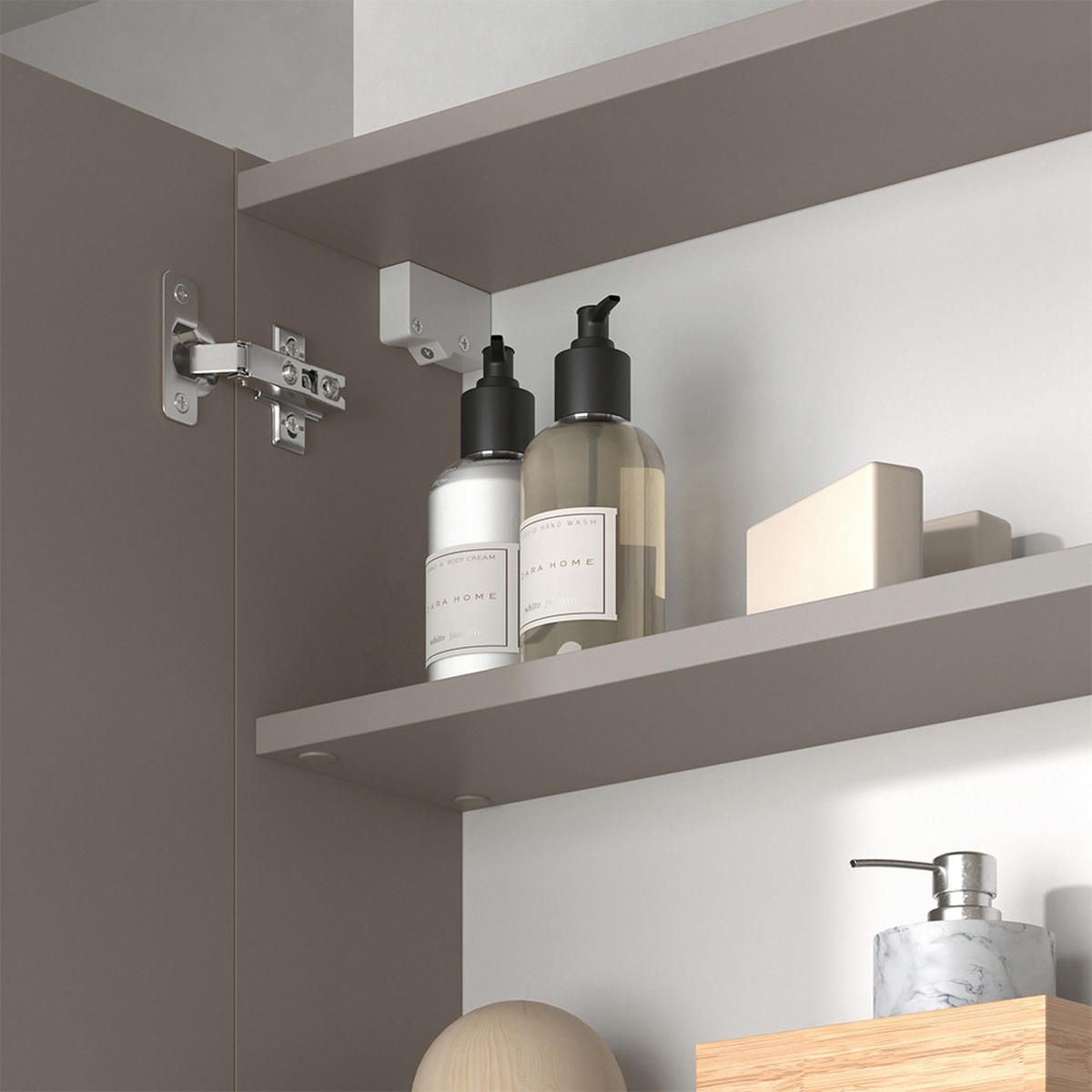 KOUPELNOVÁ ZRCADLOVÁ SKŘÍŇKA Edelin Kašmír - kašmírová/světle šedá, kompozitní dřevo (80/75/18cm) - Vicco