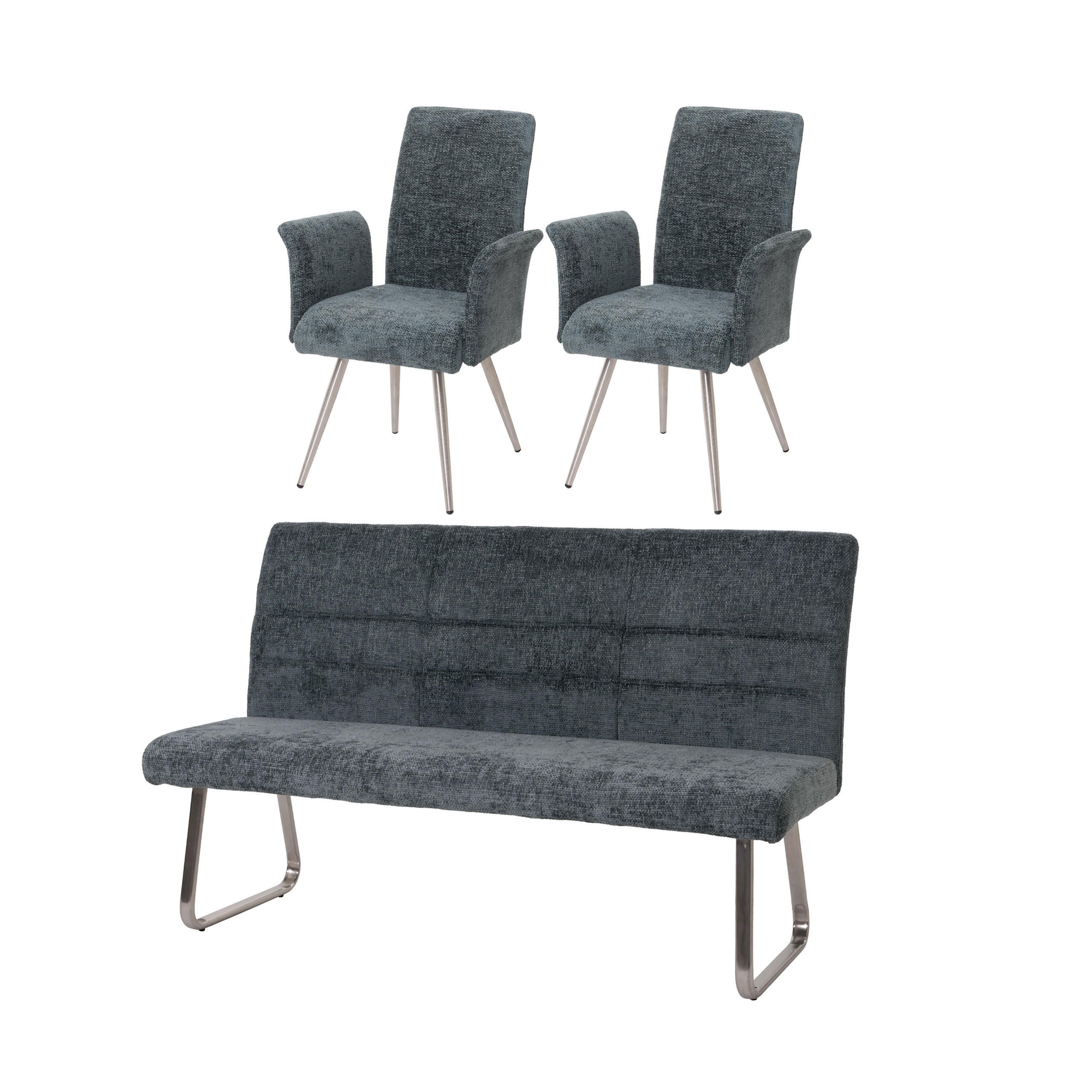 ESSZIMMER-SET Blau 3er-Set - Blau, Textil (180/99/65cm) - MCW