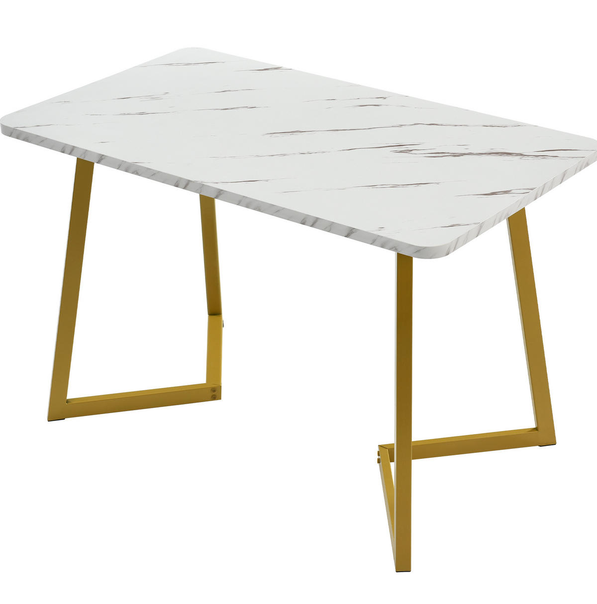 ESSTISCH 117/75/68 cm Gold/Weiß aus MDF mit Metallgestell - Weiß, Holzwerkstoff (117/68/75cm) - OKMYHOME