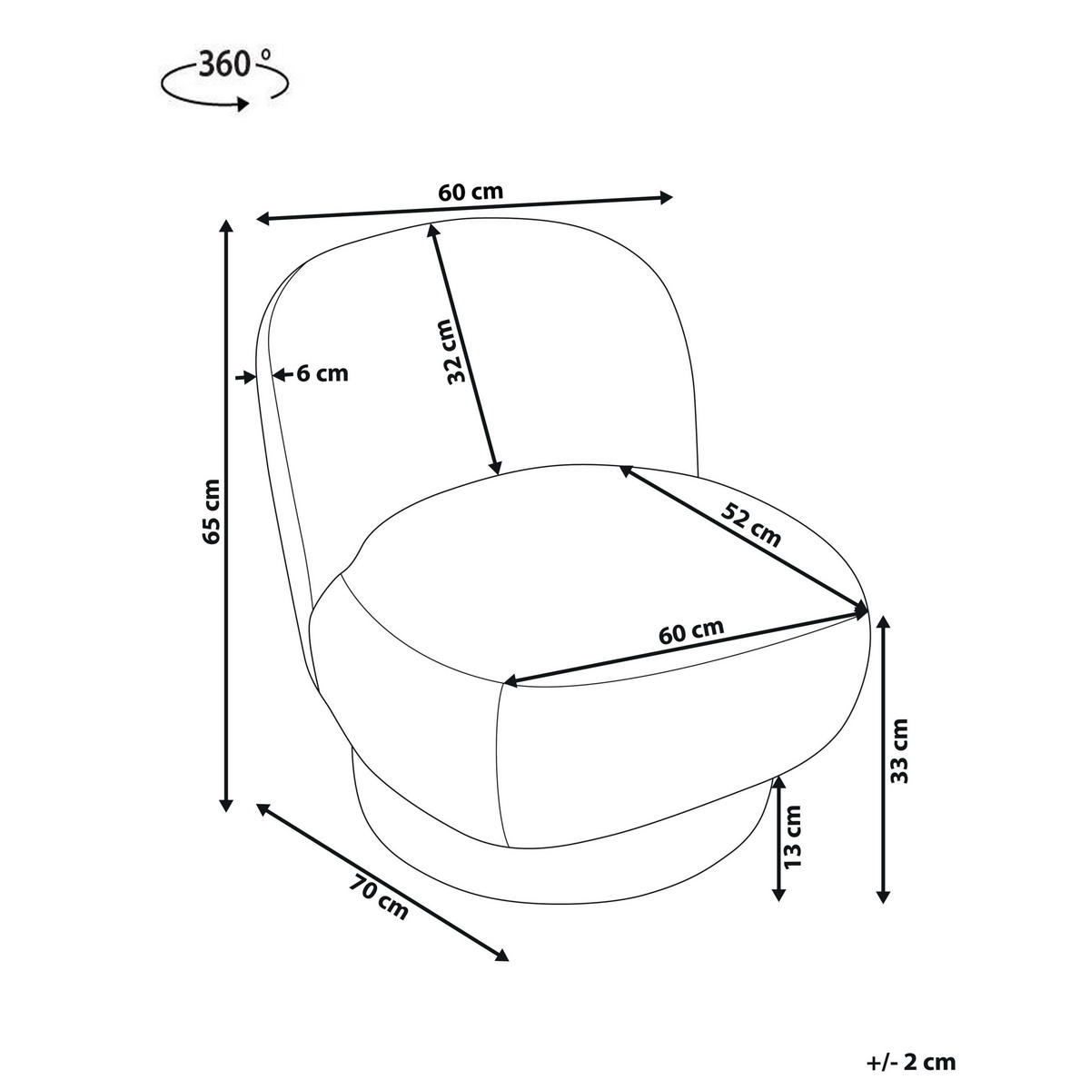 DREHSESSEL Goldbraun Aylo - Braun, Textil (60/65/70cm) - Beliani