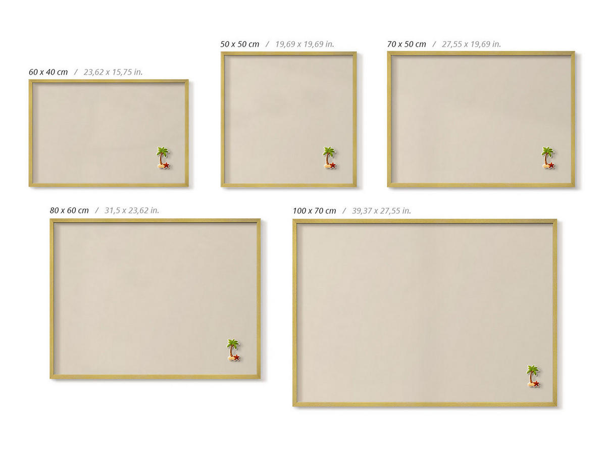 MAGNETTAFEL 70x50 cm Goldener Rahmen Hellbeige - Taupe, Metall (70/50/0.4cm) - TULUP