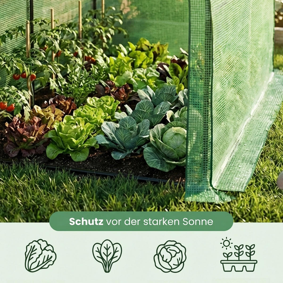 ANLEHNGEWÄCHSHAUS, Grün, 100x200x210 cm - Grün, Metall (100/210/200cm) - Akord