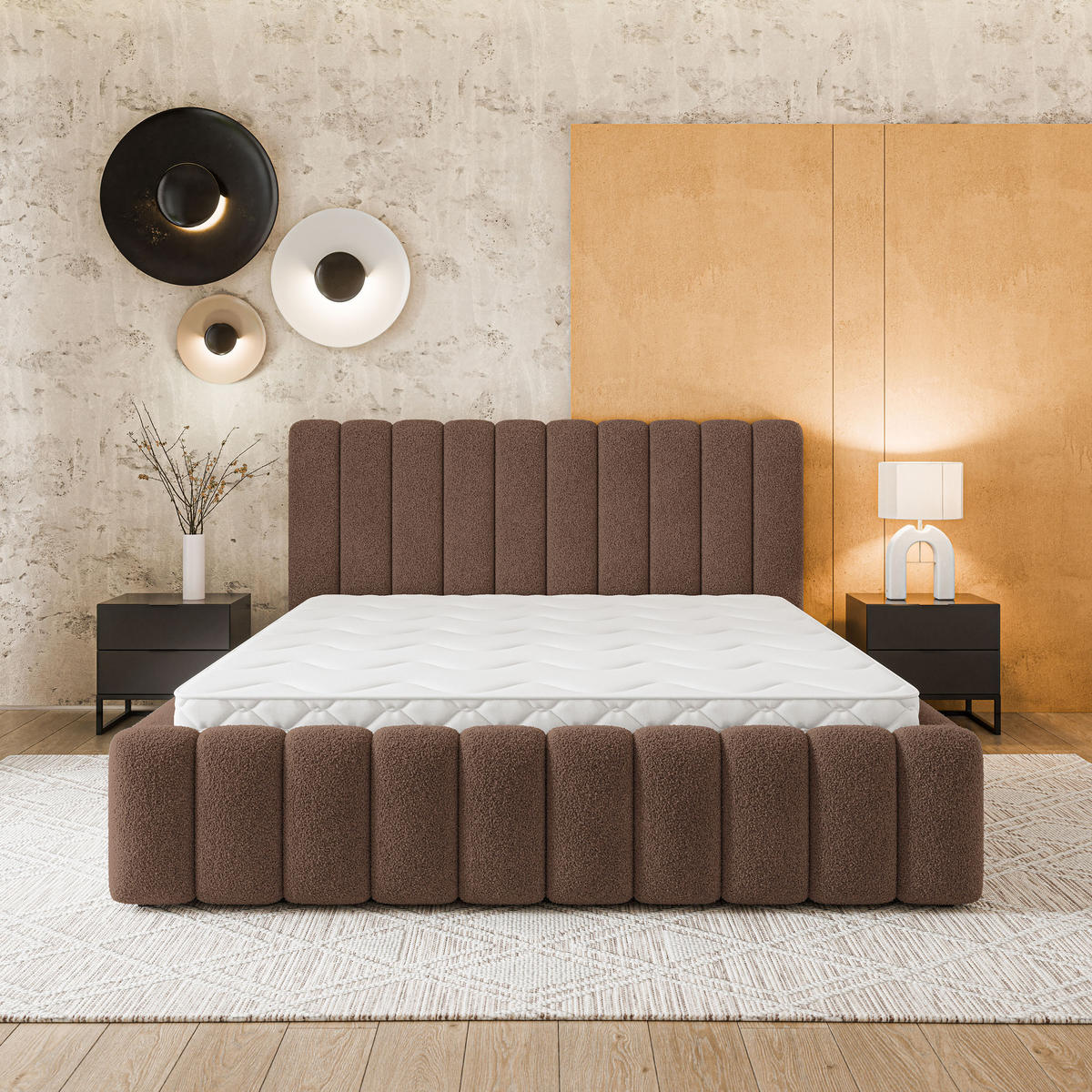 POLSTERBETT DINESE Q 180x200 cm mit Bettkästen - Braun - Braun, Holz (180/200cm) - MASSENO