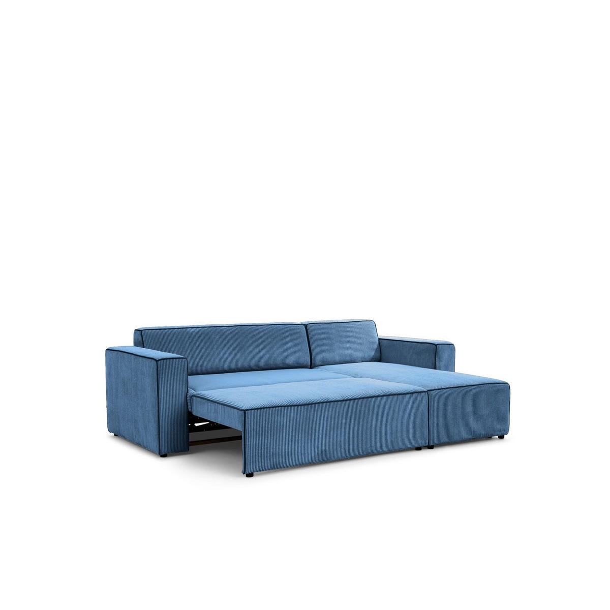ECKSOFA Schlafsofa Waldo In Poso - Blau, Holzwerkstoff/Textil (260/173cm) - Fun Möbel