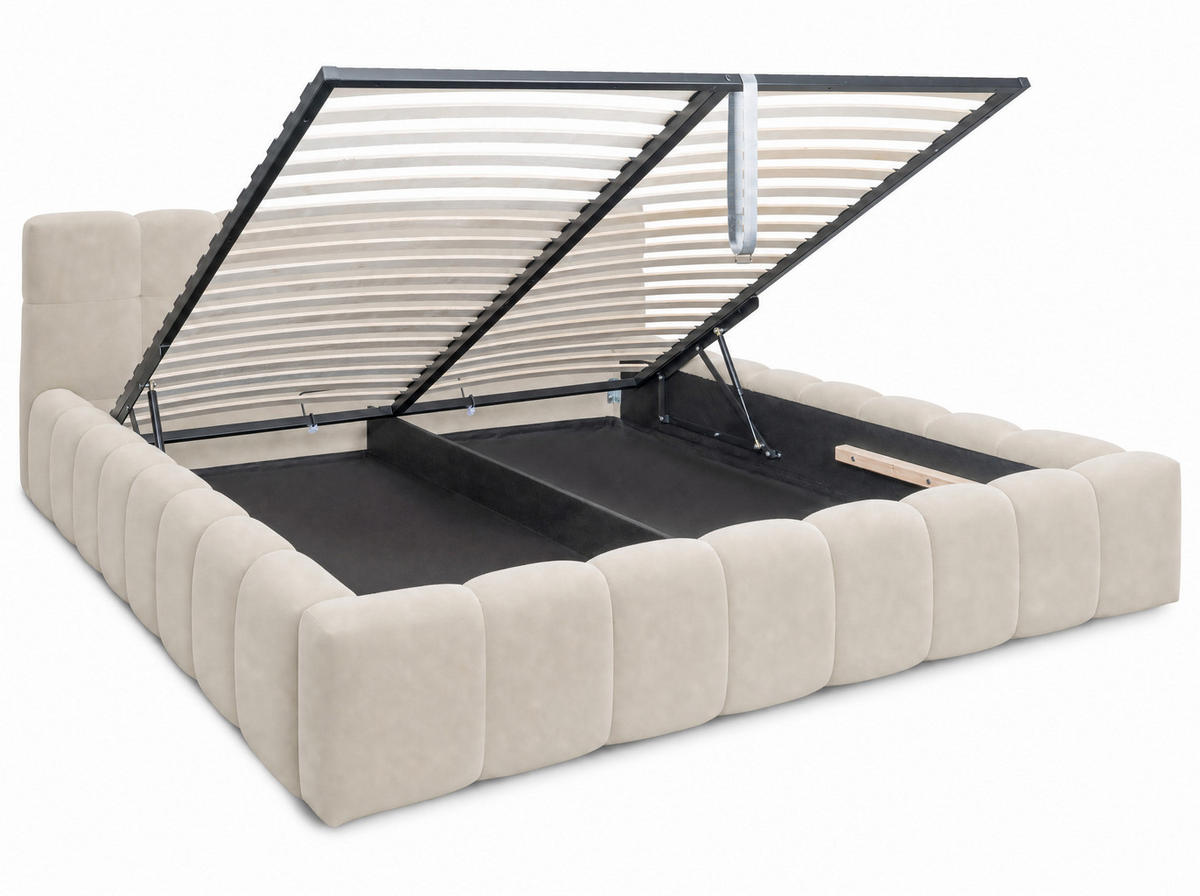 POLSTERBETT Celestia Beige 160/200 cm Samt mit Bettkasten - Beige, Textil/Metall (160/200cm) - wonello