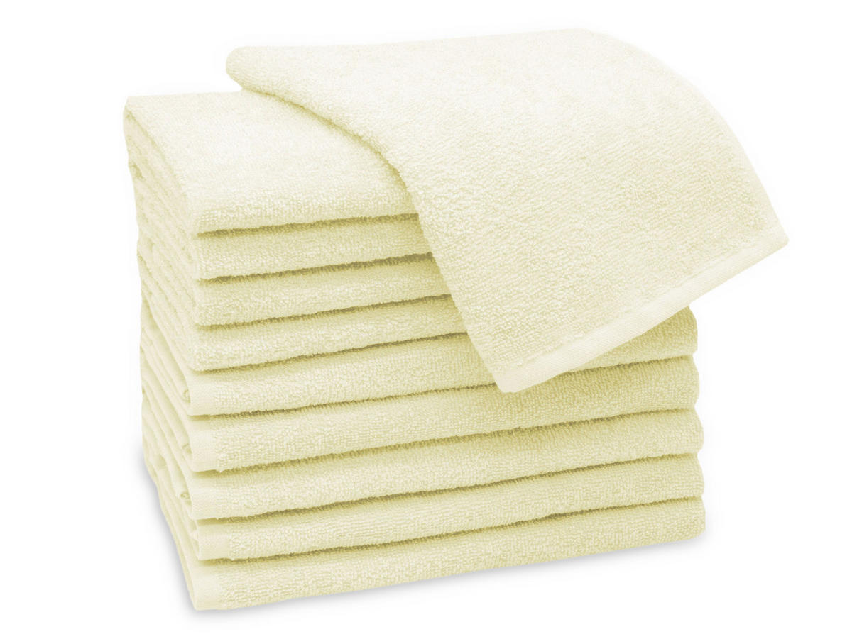 GÄSTETÜCHER, 10er-Set, 30x50 cm, 100% Baumwolle, Gelb - Creme, Textil (30/50cm) - Zollner