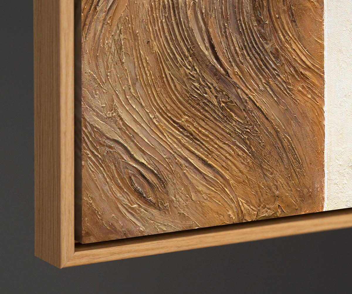 GEMÄLDE Linien und Kreise Schattenfugenrahmen Eichefarben 140x100 cm - Eichefarben, Holz (140/100cm) - YS-art gallery