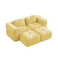SOFA 198/162/67 cm in Gelb mit Hockern und tiefer Sitzfläche - Gelb, Kunststoff (162/67/198cm) - Flora Grace