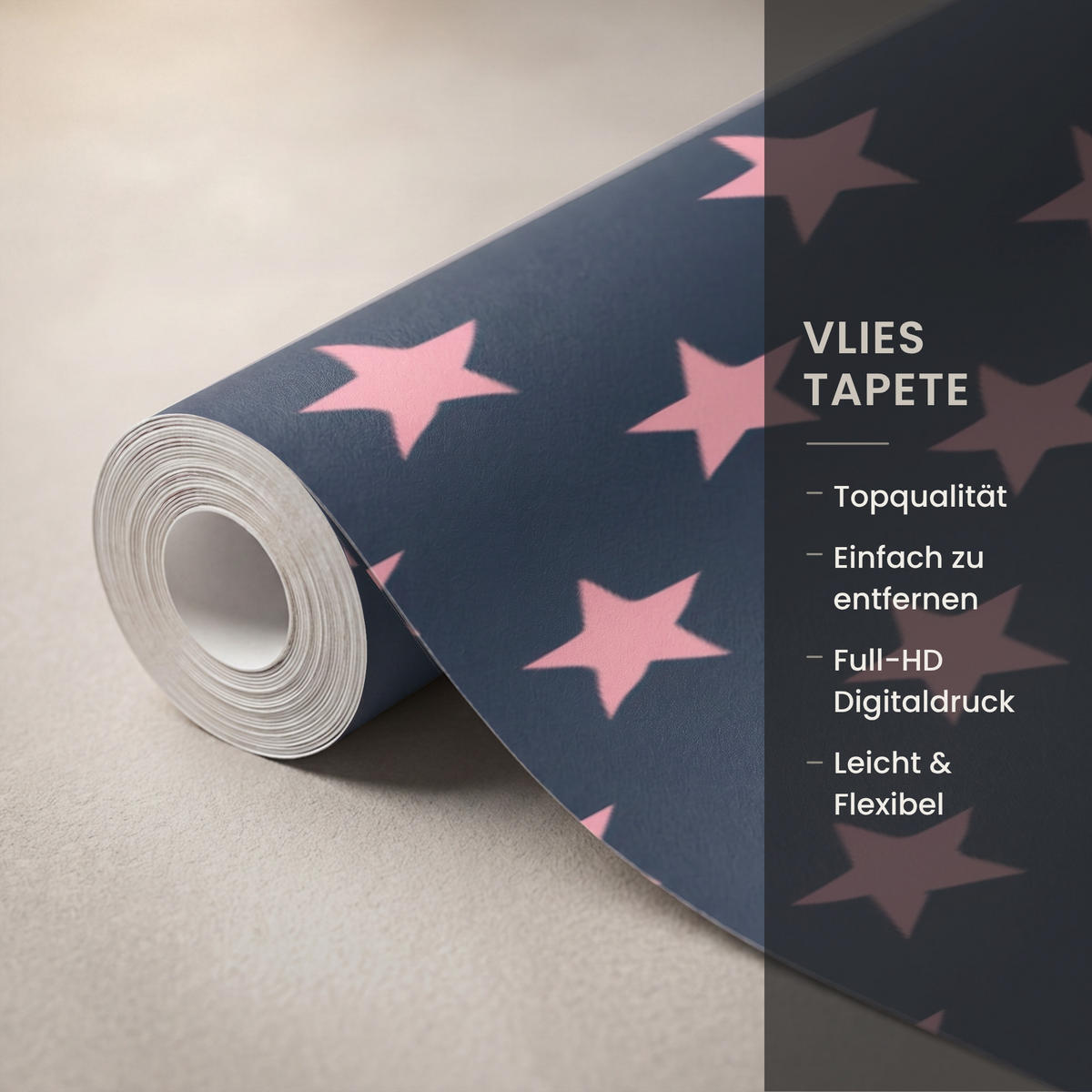 KINDERTAPETE - Muster - Sterne - Rosa - 400x220 cm - Anthrazit, Papier (400/220cm) - OnlyWow