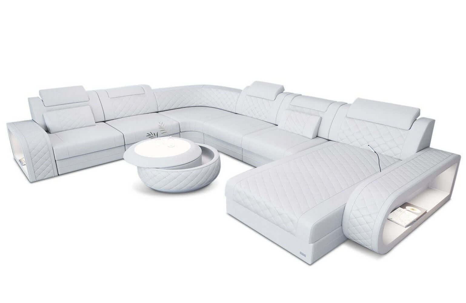 WOHNLANDSCHAFT Sofa Berlin Weiß Kunstleder - Weiß, Textil (264/80/362cm)