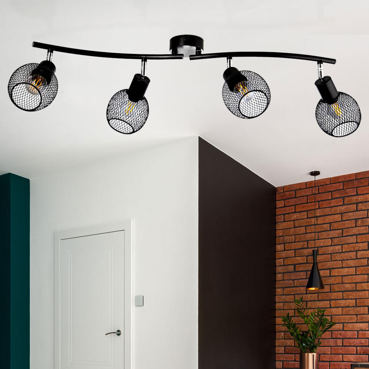 DECKENLEUCHTE HILO Metall Geflecht Schwarz - Schwarz, Metall (70/44/23cm)