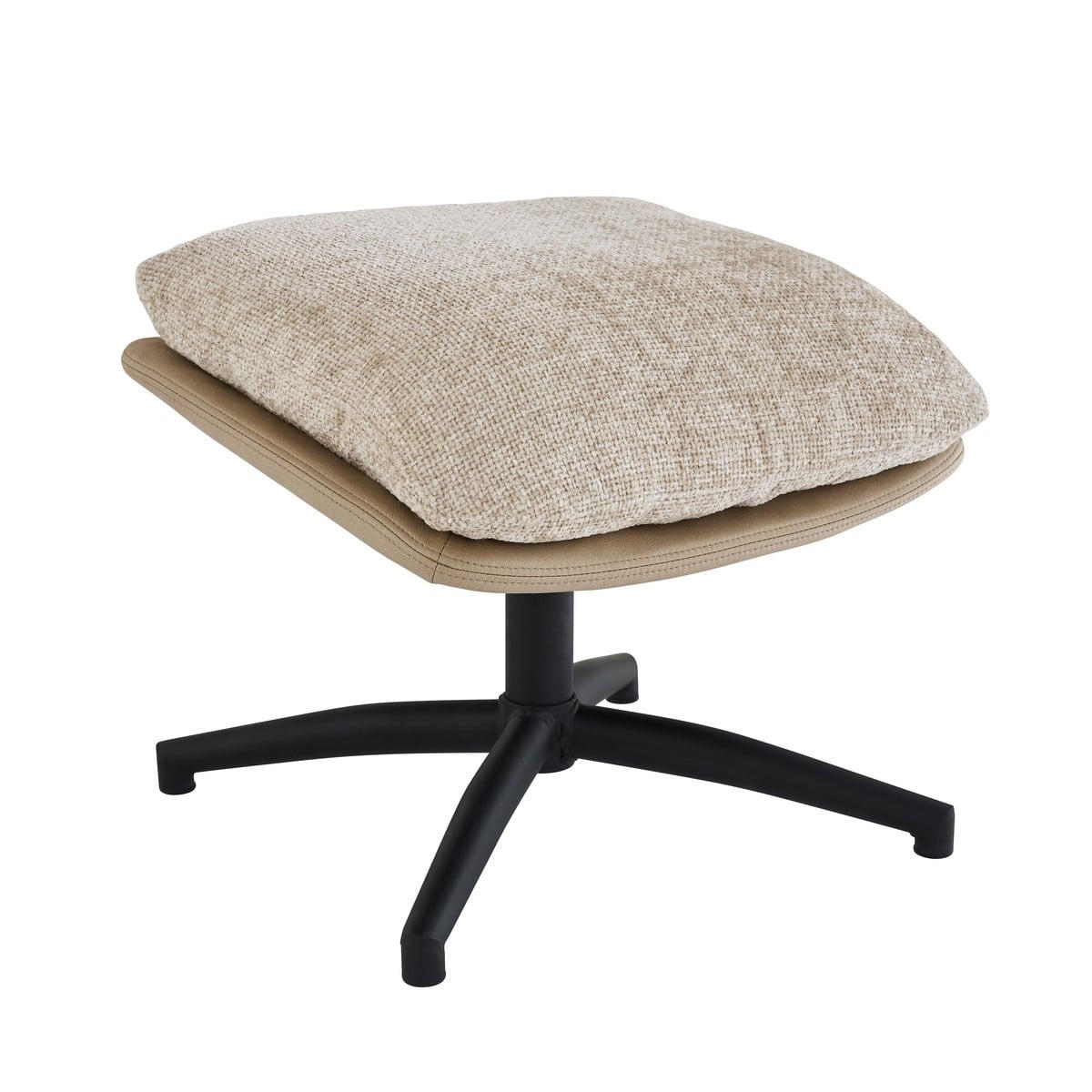 DREHSTUHL aus beigem Stoff mit Fußstütze L68 cm 87/90/68 cm - Beige, Textil (87/90/75.5cm) - Calicosy