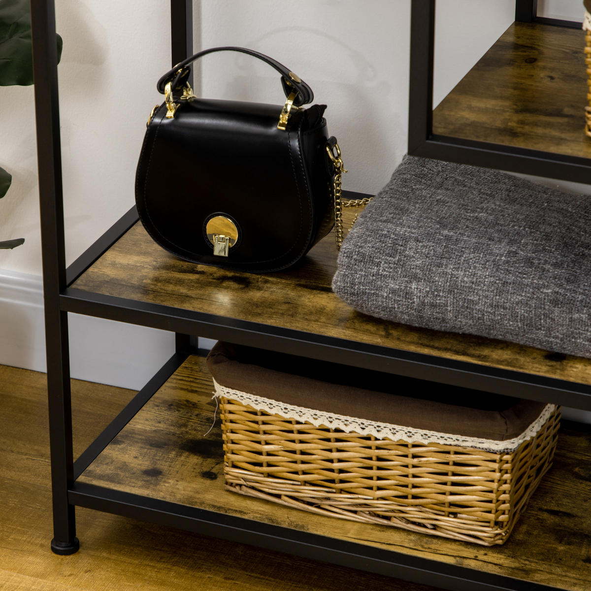 KONSOLENTISCH DE-16799 Industrie-Design, 4 Ebenen, 99,6 cm Holzoptik - Braun, Holzwerkstoff (99.6/33.6/74cm) - ComfortXL